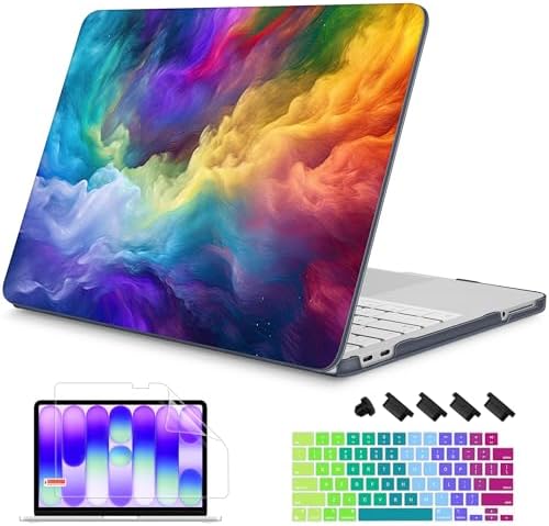 Mektron Case for 2026 MacBook Neo 13-inch A18 Pro chip A3404 Laptop Cover with 13-inch (Diagonal) Liquid Retina Display+ Keyboard Cover+ Screen Protector, Rainbow Cosmic by Mektron