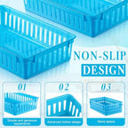 Wenqik Set of 12 Small Plastic Baskets for Organizing, Blue - Image 4