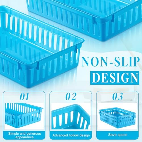 Wenqik Set of 12 Small Plastic Baskets for Organizing, Blue - Image 4