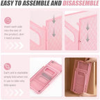 Zhengmy 3 Pcs Hanging File Organizer Letter Size File Holder Metal Mesh Filing Box Desktop Folder Letter Storage Cabinets Magazine Holder with Handles for Home Office School Document (Pink) - Image 4