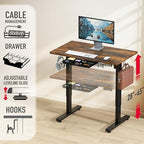 SHW 40-Inch Electric Height Adjustable Standing Desk w/Drawer, Rustic Brown - Image 3