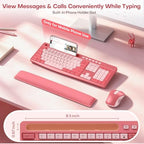 Pink Wireless Keyboard and Mouse Combo with Soft Wrist Rest & Phone Holder - Image 6