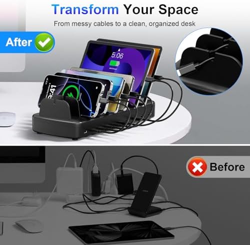 510W Fast Charging Station for Multiple Devices, 10 Port USB C Charger Station with Flame-Retardant Material & 8 Cables for iPhone, Android, iPad, Tablets, Family Office Desk Charging Dock Organizer - Image 5