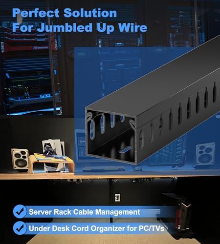 1.4"H x 1.6"W Cable Raceway, 12ft Under Desk Wire Management Channel, Black - Image 5