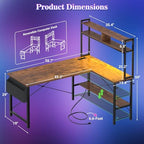 Aheaplus 59" L Shaped Desk Gaming Desk with LED Light & Power Outlet - Image 3