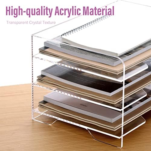 SANRUI Acrylic Paper Organizer Letter Tray for Desk, 3 Tier Enlarged File Sorter,Clear File Holder Desktop Shelf Document Storage for School Office Home - Image 5