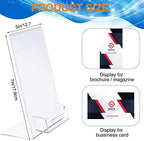 Remerry 12 Pcs Acrylic Sign Holder with Business Card Holder Slanted Paper Stand Clear Brochure Display Stand Heavy Duty Plastic Signs for Office Table Advertisement Flyer (5 x 7 Inch) - Image 2