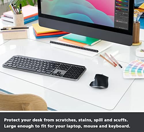 24 x 48 Inches Clear Desk Cover Protector Multifunctional Office Desk Pad Mat Blotter Plastic Table Cover Desktop Protector PVC Table Pad for Writing Desk Dining Coffee Table with Mouse Pad - Image 3