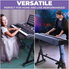 Liquid Stands Keyboard Stand w/ Wheels - Black Z Style Adjustable & Portable Professional Heavy Duty Digital Piano Stand - Fits 54-88 Key Electric Pianos - Sturdy Rolling Musical Keyboard Stand - Image 6