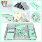 Green Office Desk Accessories Set with Stapler, Tape Dispenser and More - Image 4