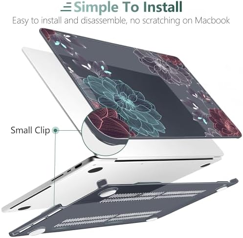 DONGKE Compatible with MacBook Pro 16 Inch Case (2026-2021 Release, M5 M4 M3 M2 M1 Pro/Max Chip), Plastic Hard Shell Cover with Keyboard Cover & Screen Protector for MacBook Pro 16", Dahlia Flowers - Image 6