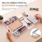 Briwooody Clear Acrylic Drawer Organizer Expandable,11 Compartments,Small - Image 4