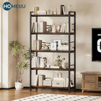 5 Tier Bookshelf 31.49" Width, Book Organizers and Storage, Wood and Metal Tall Bookcase, Rustic Book Shelf Organization and Storage for Home Living Room Bedroom Office Storage(Rustic Brown) - Image 4