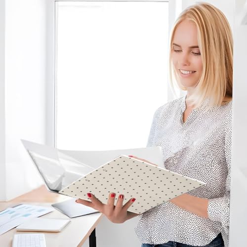 Standard View 3 Ring Binder, Beige Black Polka Dot Durable Flexible Portable Waterproof Hardcover 1.5 Inch D Rings 500-Sheet Capacity Organizer 1PC - Image 4