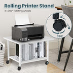 SwaaVee Printer Stand, 2-Tier Under Desk Printer Stand, Printer Cart with Wheels for Home, Office, Heavy-Duty Storage Shelf, White - Image 3