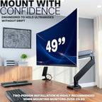 VIVO Premium Aluminum Heavy Duty Monitor Arm with 3.0 USB Ports, Fits Ultrawide Monitors up to 49 inches and 33 lbs, Single Desk Mount Stand, Pneumatic Height, Max VESA 100x100, Black, STAND-V101G1U - Image 3