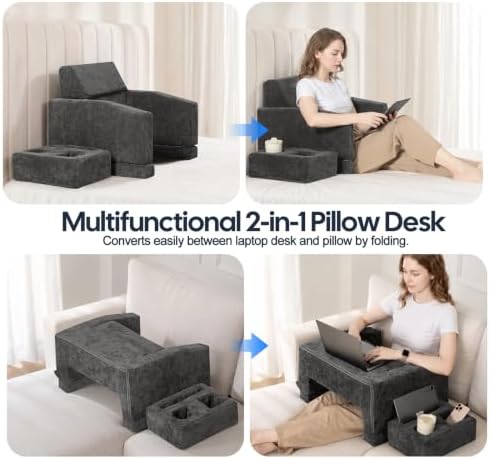 Lap Desk Pillow for Laptop, 2-in-1 Reading Pillow with Arm Rest for Lap - Image 3