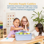 ECR4Kids 2-Compartment Large Plastic Caddy, Multipurpose Organization, Earthtone, 6-Pack - Image 3