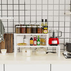Jojocross Expandable Stackable Spice Rack Organizer for Kitchen Cabinet,Adjustable Counter Shelf, countertop, Pantry,Cupboard,Bathroom,Bedroom(1Pack/White/Large) - Image 3