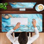 Keyboard Wrist Rest and Mouse Pad with Wrist Support Set Ergonomic Coaster,Memory Foam,Easy Typing Pain Relief,Large XL Desk Mat 31.5"x 11.8",Abstract Marble Texture - Image 4