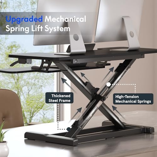 FLEXISPOT Standing Desk Converter 40" Large Desk Riser, Spacious Desktop Riser Sit Stand Computer Workstation with Wide Keyboard Tray, Ergonomic Height Adjustable Stand Up Desk Converter, Black - Image 6