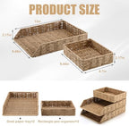Geelin 3 Pack Paper Rope Woven Stackable Letter Paper Tray, Primary - Image 2