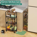 4-Tier Slim Utility Rolling Laundry Cart with Wheels, Black - Image 4