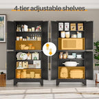75" Tall Kitchen Pantry Cabinet, Black Metal Pantry Storage - Image 5