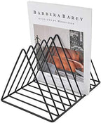 EASEPRES 9 Slot Magazine Rack Book Record Holder, Desktop Iron Storage Rack Bookshelf Multifunction Triangle File Organizer Sorter for Decor Home Office, Black Pack of 2 - Image 5