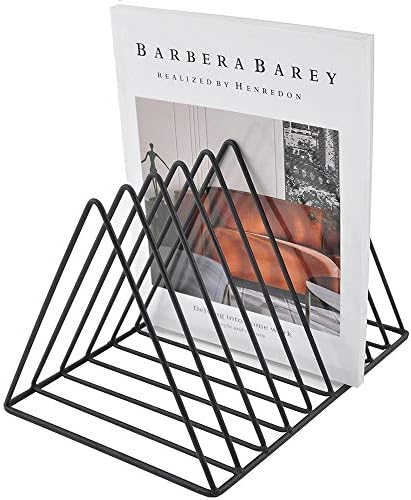 EASEPRES 9 Slot Magazine Rack Book Record Holder, Desktop Iron Storage Rack Bookshelf Multifunction Triangle File Organizer Sorter for Decor Home Office, Black Pack of 2 - Image 5