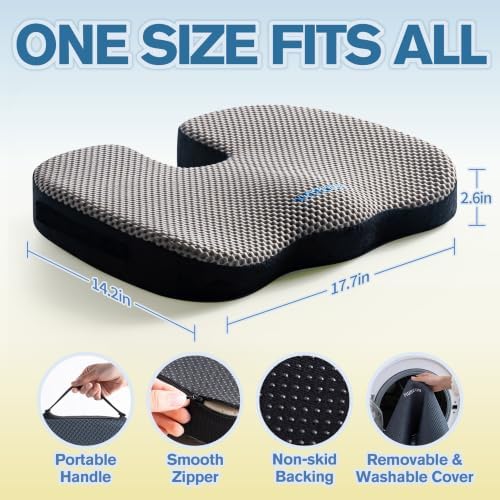 Mureon Office Chair Cushion, Memory Foam Seat Cushion, Breathable Mesh-Grey - Image 2