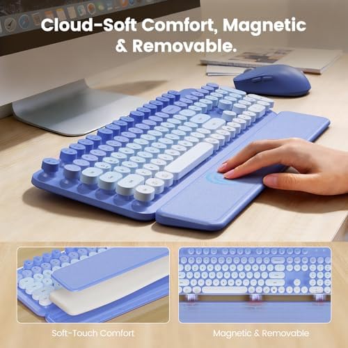 Wireless Keyboard and Mouse Combo, Magnetic Soft-Touch Wrist Rest, Purple - Image 3