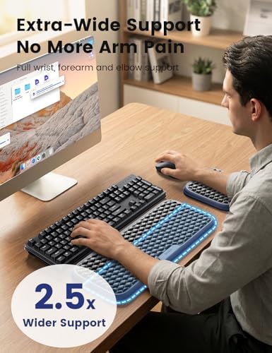 Vaydeer Extra Large Wide Wrist Rest Set for Keyboard and Mouse, Computer Ergonomic Wrist Support, Armrest Elbow Pad Mouse Rest, Typing Pain Relief Soft Memory Foam Desk Cushion for Office Work Gaming - Image 2