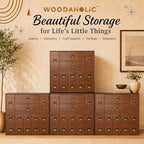 56-Drawer Apothecary Cabinet, Stackable & Modular Vintage Library Card Catalog Organizer, Solid Wood Storage Box with Brass Pulls & Label Holders for Trading Cards, Beads, Stickers & Hardware - Image 6