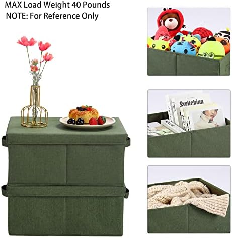 HOONEX Storage Bins with Lids for Organizing, Pack of 2, Storage Boxes with 2 Carrying Handles and Sturdy Heavy Cardboard, 16.5" L x 11.8" W x 7.5" H for Shoes, Books, Clothes, Olive - Image 2