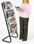 Displays2go Floor-Standing Wire Magazine Rack, 20 Pockets, Black - Image 3