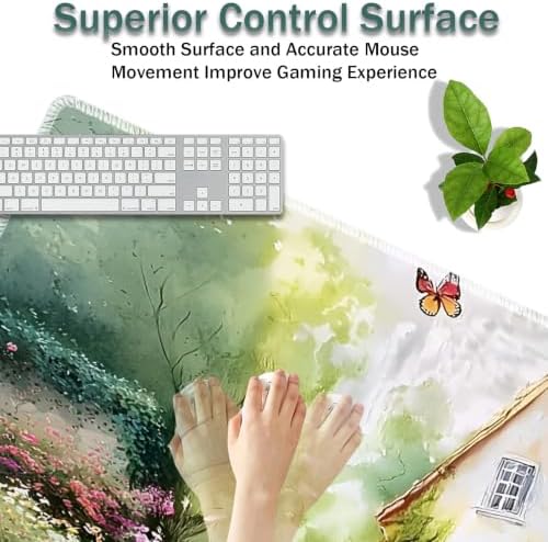 31.5"x 11.8" Oversized Gaming Mouse Pad Set, Ergonomic Keyboard and Mouse Wrist Rest + Cup Holder, Non-Slip Desktop Pad, Suitable for Home and Office Use, Farmhouse Cottage Garden - Image 4