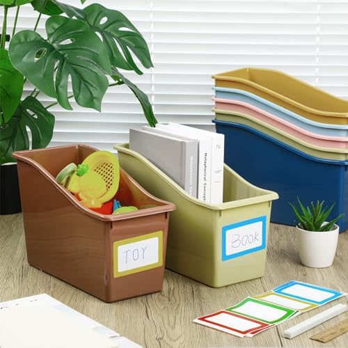 Jinei 24 Pack Book Bins for Classroom with Name Labels, 6 Color Boho - Image 4