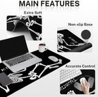 Britimes Keyboard Mouse Pad Set, 4 in 1 Desk Mat Set, Skull Skeleton Black - Image 6