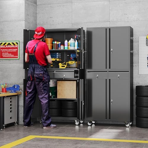 Aobabo Metal Garage Storage Cabinet, 71"x30" Lockable Rolling Tool Cabinet - Image 2