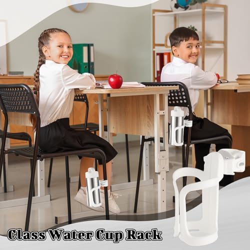 24Pcs Water Bottle Holder for Classroom Durable Cupholder for Desk Chair Anti-Spill 360° Rotating Water Bottle Holders Back to School Gift for Student Coffee Cup Holder for Office Home, White - Image 4
