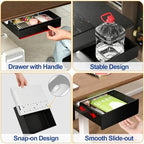 Under Desk Storage Drawer Organizer,3 Pack Self-Adhesive Slide Out Desk Drawers Under Table for Shelf,Office Supplies,Home,Large & Medium & Small,Black - Image 6
