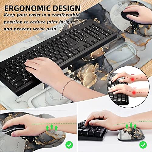 Large Desk Mat, Mouse Pad with Wrist Support, Keyboard Wrist Rest Set - Image 3