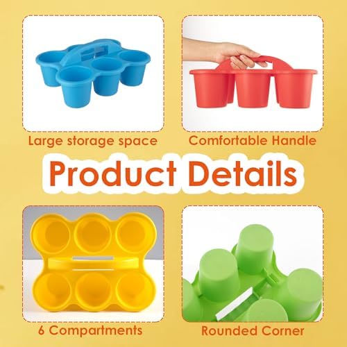 2 Pack Classroom Caddy For School,Kidsroom,Pencil Holder,Plastic Cup Caddy for Drink Delivery (Rainbow Color-4pack) - Image 4
