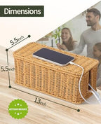 YECAYE Handwoven Rattan Style Cable Management Box, Decorative Storage Cord Organizer Box for Power Strips & Cords, Cord Hider for Home, Kids & Pet Safety, DIY-Friendly Cord Management - Image 5