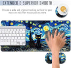 TGFEWYTJYJ Extended Gaming Mouse Pad,Memory Foam Ergonomic Keyboard Mouse Wrist Rest Support Set,Large Desk Mat with Stitched Edges,Non-Slip Base Mousepad Home Office,Starry Night Cat - Image 4