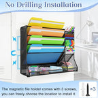 Jakyitvi 5-Tier Magnetic File Organizer R-Shaped Base Wall Hanging Black - Image 4