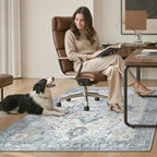 5FT Round Office Chair Mat for Hardwood Floor, Non-Slip Washable Blue - Image 7