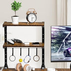 Clamp-on Desk Shelf, 13 inch Above or Below Desk 2-Tier Shelving, Adjustable Metal Storage Tray for Gaming Devices or Office Desk Accessories and More, Brown, Patent Pending - Image 2
