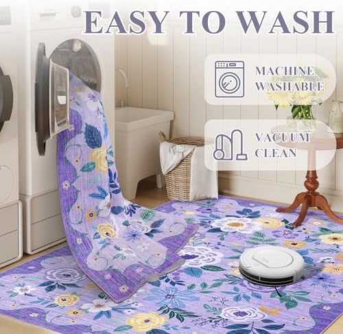 DUKINO 2x8 Runner Rug, Washable Runner Rug for Kitchen Non Slip, Purple - Image 6